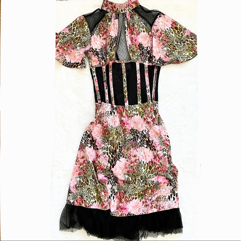 CORSET STORY FLORAL/CHEETAH PRINT CORSET DRESS Size Medium Cosplay Oktoberfest - Picture 15 of 15